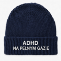 Czapka zimowa z haftem ADHD NA PEŁNYM GAZIE – granatowa