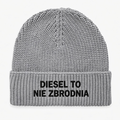 Czapka zimowa z haftem DIESEL TO NIE ZBRODNIA – szara