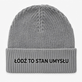 Czapka zimowa z haftem ŁÓDŹ TO STAN UMYSŁU – szara