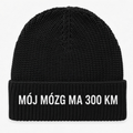 Czapka zimowa z haftem MÓJ MÓZG MA 300 KM – czarna