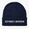 Czapka zimowa z haftem SZYBKO I BOKIEM – granatowa
