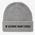 Czapka zimowa z haftem W GŁOWIE MAM TURBO – szara