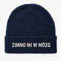 Czapka zimowa z haftem ZIMNO MI W MÓZG – granatowa
