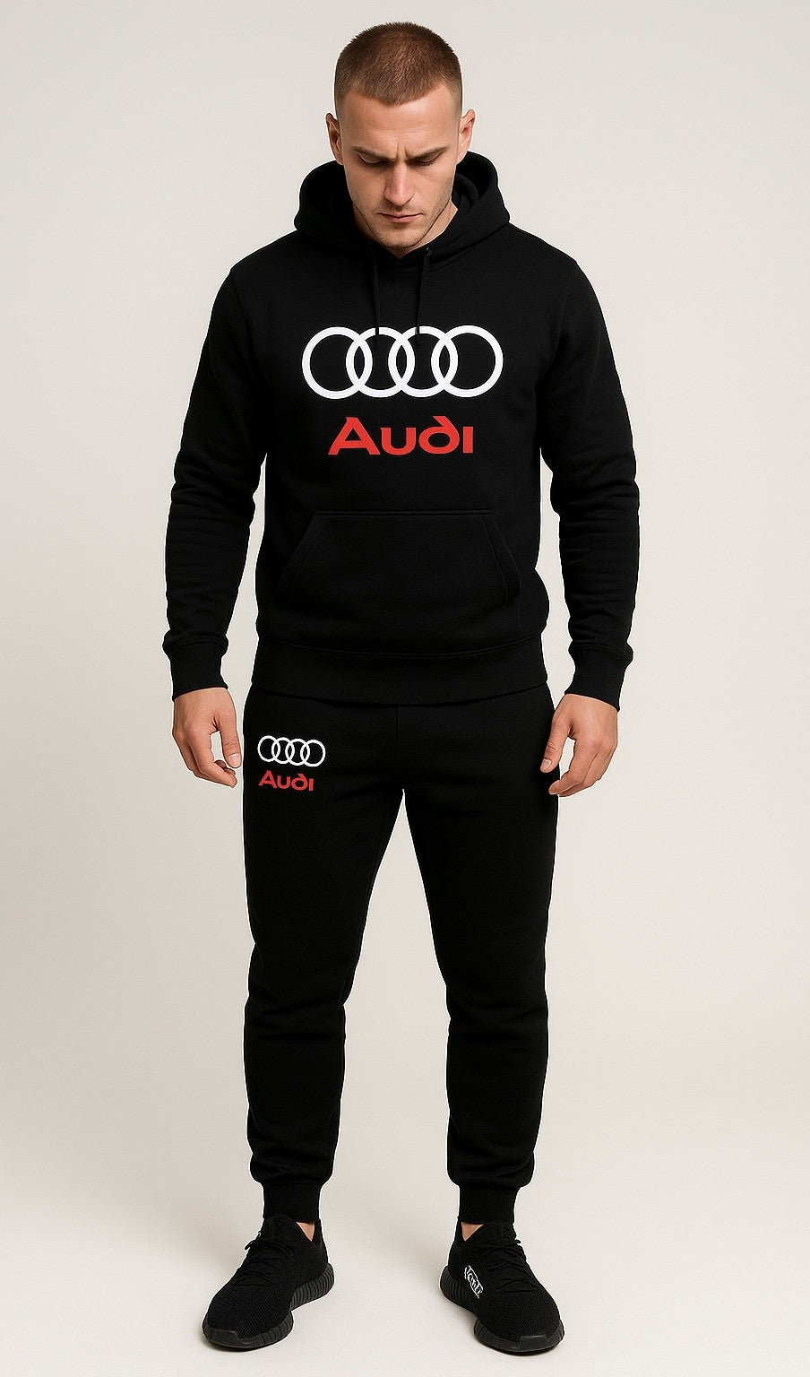 KOMPLET ZESTAW DRESOWY AUDI z czerwonym napisem