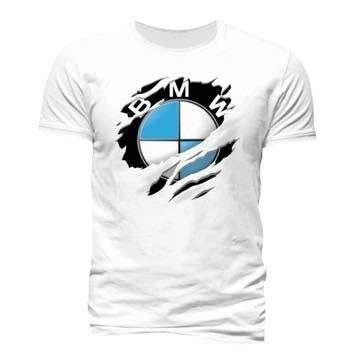 T-SHIRT KOSZULKA SZARPANE LOGO BMW