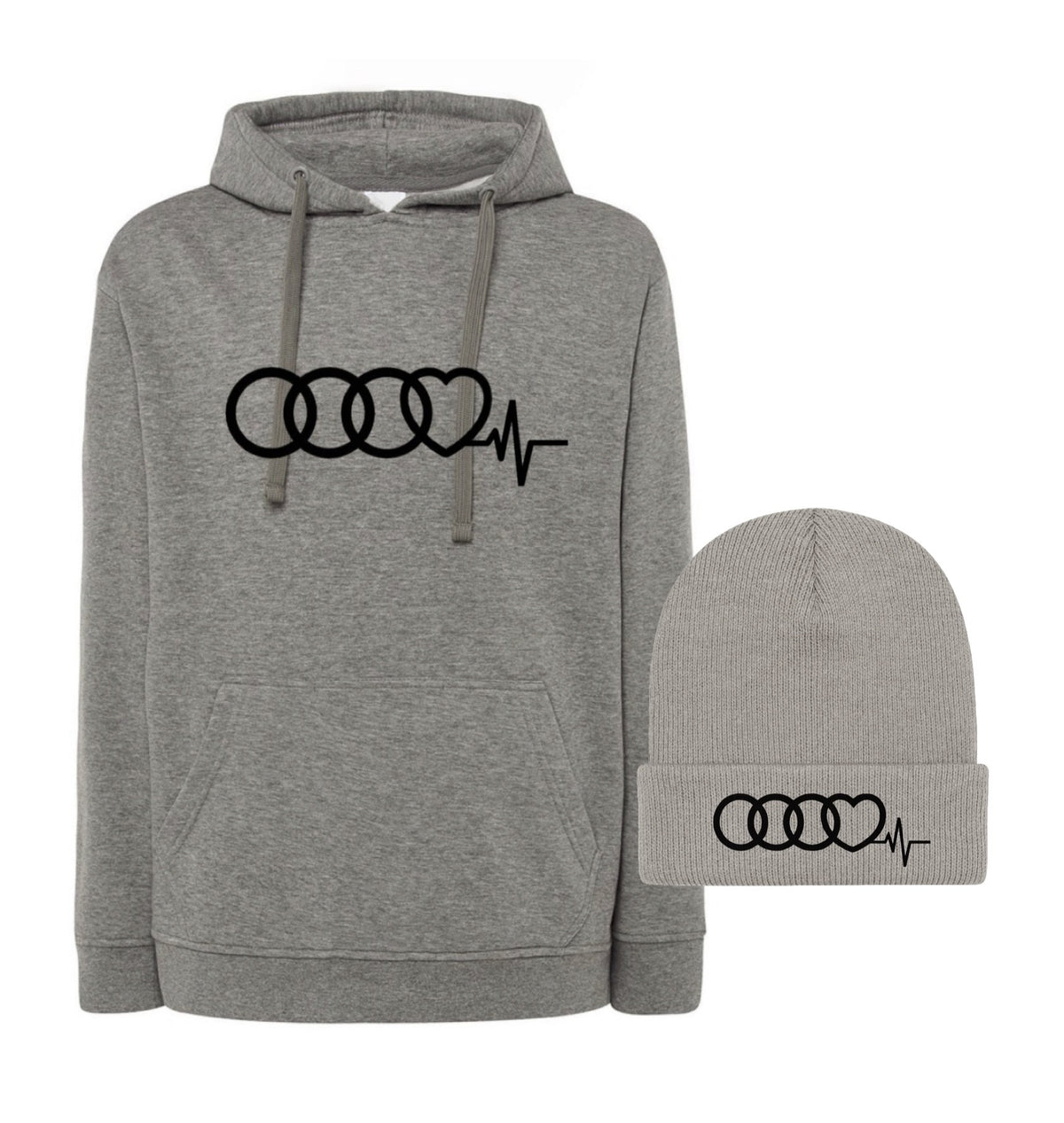 ZESTAW BLUZA KANGURKA I CZAPKA AUDI SERCE I PULS